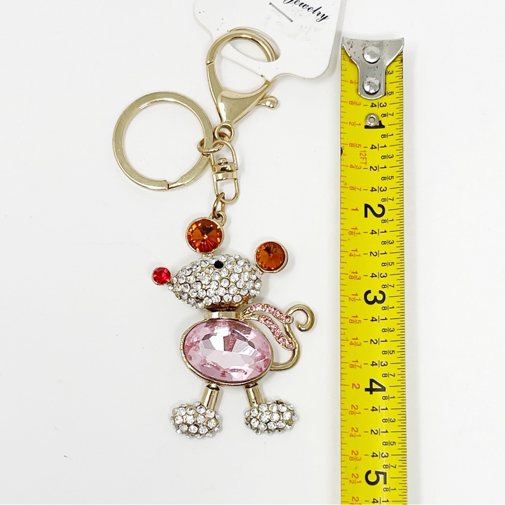 NWT Crystal Mouse Rhinestone-Adorned Keychain Purse Handbag Charm Key-Chain - Picture 6 of 8